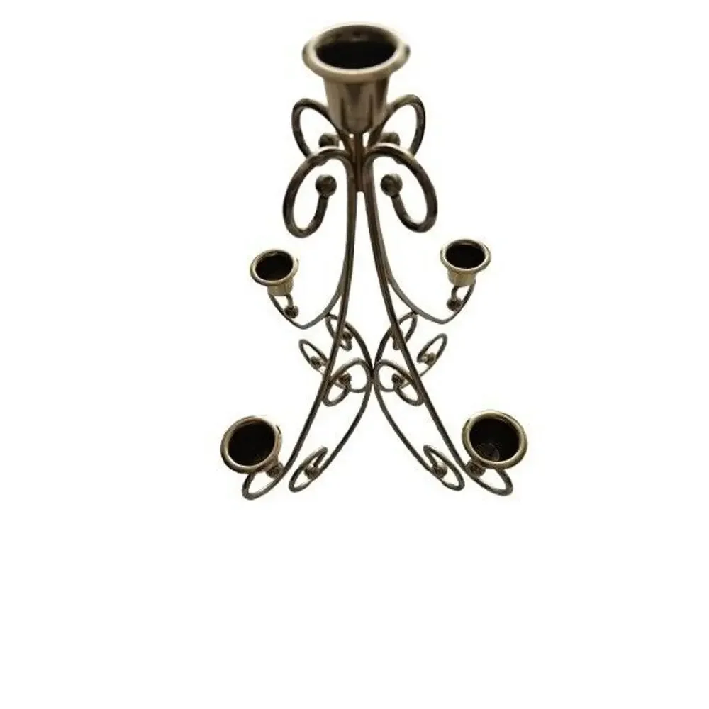 Vintage Home Interiors MCM Brass Plated Candle Holder Candelabra Centerpiece